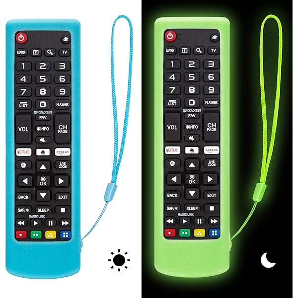 Silicone Protective Case for LG-TV-Remote Glow in The Dark, Remote Cover for LG Smart TV AKB75095307 AKB75375604 AKB74915305(Luminous Green + Blue)【2 Pack】