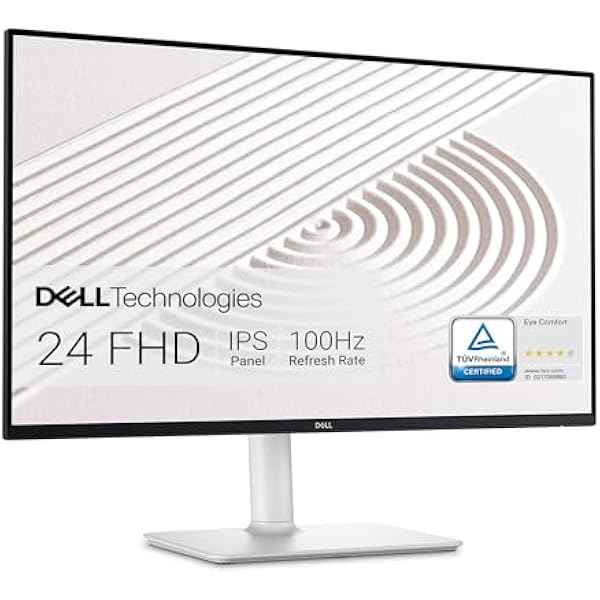 Dell S2425HS Monitor - 23.8 Inch, FHD (1920x1080) Display, 100Hz Refresh Rate 1500:1 Contrast Ratio, TÜV Rheinland Eye Comfort 4 Star, Integrated 2x5W Speaker, Height/Tilt/Swivel/Pivot - Ash White