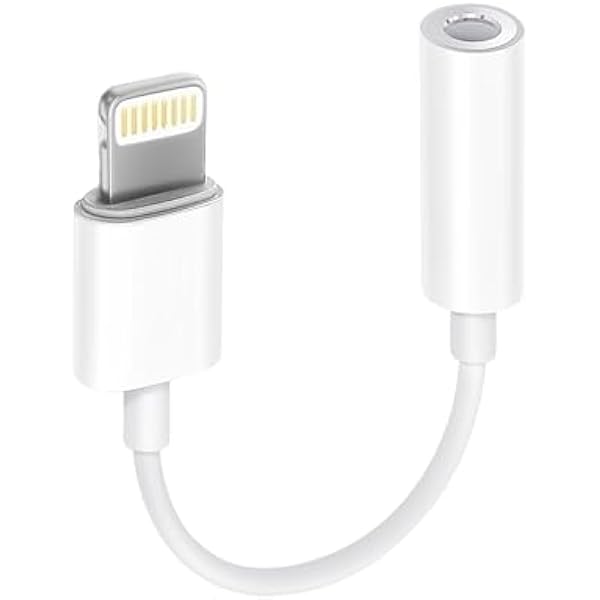 Apple MFi Certified 1 Pack Lightning to 3.5 mm Headphone Jack Adapter for iPhone, iPhone Aux Adapter Converter Dongle Audio Cable Compatible with iPhone 14 13 12 11 X XS 8 7 White