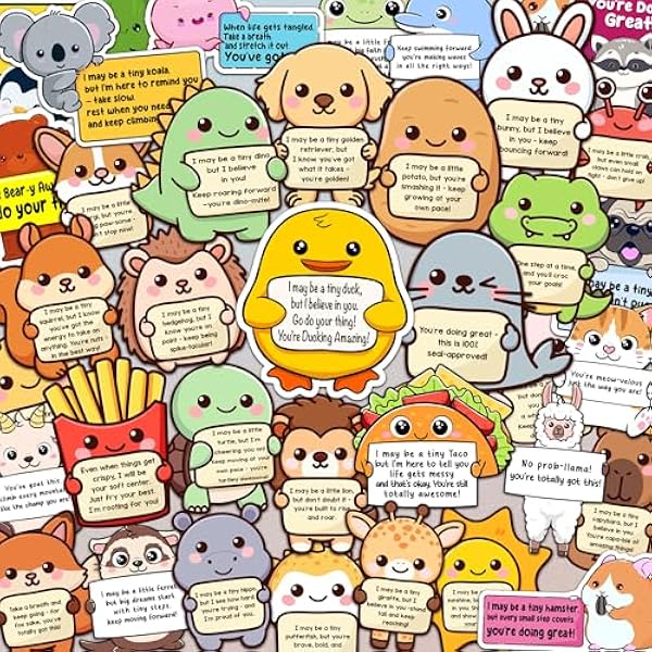 100PCS Emotional Support Animal Stickers – Affirmation Sticker Pack for Adults or Kids Cute Inspirational Buddies for Water Bottles, Laptops, Phones, Positive Quote Vinyl