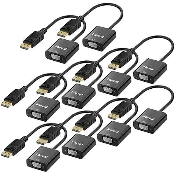 DisplayPort (DP) to VGA Adapter, 10 Pack, Gold-Plated Display Port to VGA Adapter (Male to Female) Compatible with Computer, Desktop, Laptop, PC, Monitor, Projector, HDTV - Black