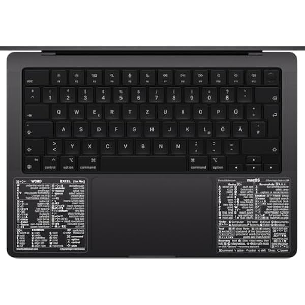 Synerlogic (100 Sets) Mac OS + Word/Excel (for Mac) Shortcuts, No-Residue Laminated Vinyl Stickers - for MacBook Air/Pro/iMac/Mac/Mini (Clear/White/100)