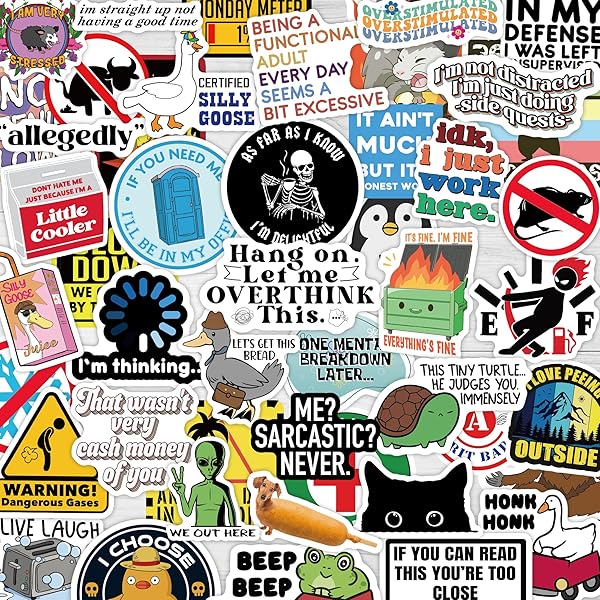 200 Pcs Funny Stickers for Adults (Dirty) Meme Water Bottles Sticker Pack Waterproof Cool Accesory for Laptop, Hard Hats, Sarcastic, Scrapbooking Decals