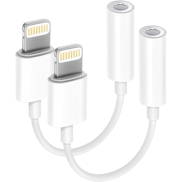 Apple MFi Certified 2 Pack Lightning to 3.5 mm Headphone Jack Adapter for iPhone, iPhone Aux Adapter Converter Dongle Audio Cable Compatible with iPhone 14 13 12 11 X XS 8 7 White