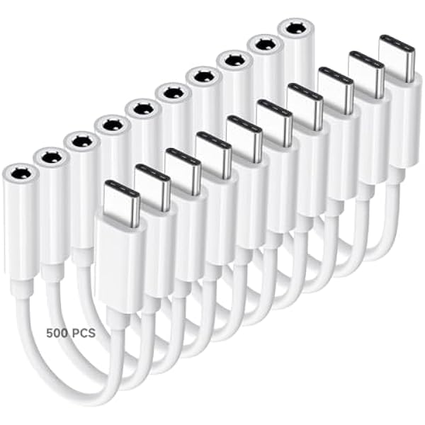 USB C to 3.5mm Headphone Jack Adapter for iPhone17/ iPhone 16/16 Pro/15/15 Pro/Pro Max/Plus, Type C Aux Audio Dongle Cable Cord Compatible with iPad, Samsung Galaxy S23/S23/S22/S21, MacBook（500 Pack）