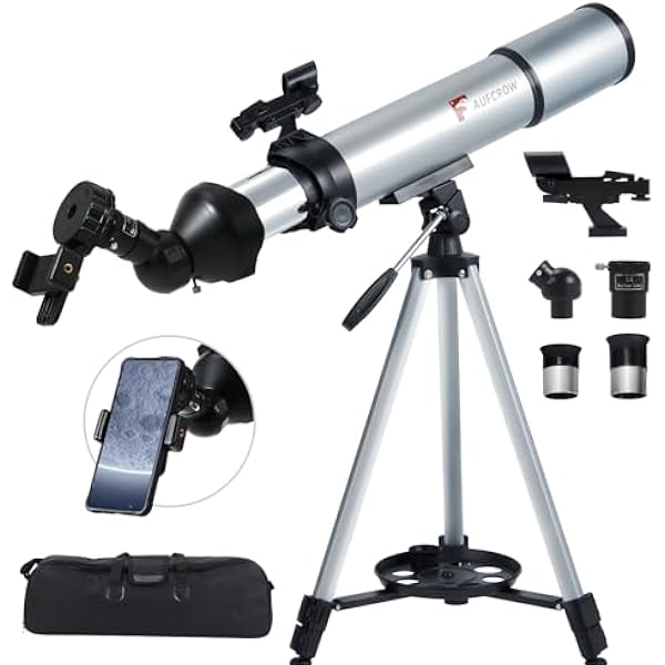 Telescope for Kids & Adults – 80mm Refractor Telescope with 600mm Focal Length, Tripod, Barlow Lens & Phone Adapter – High Powered Astronomical Telescopes for Beginners, Telescopio para Adultos