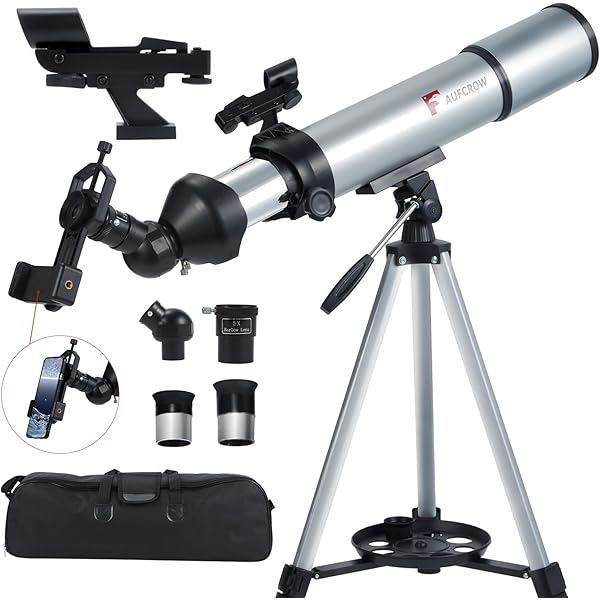 Telescope for Kids Adults 80mm Aperture 600mm Refractor Telescopes High Magnification Astronomical Telescope for Beginner, Telescopio with Phone Adapter Carrying Bag Tripod