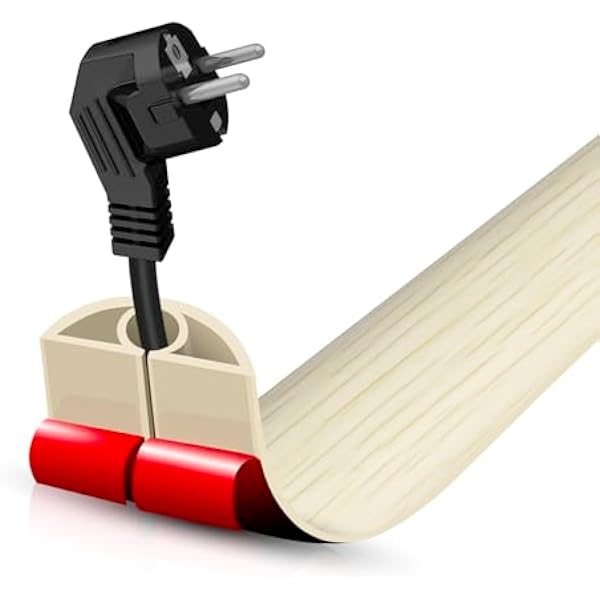 Floor Cord Cover Self Adhesive Cord Hider,3.3FT Cable Management, Extension Strip Protector for Wires, Prevent Cable Trips for Offices, Gyms, Exhibitions Cavity:0.3"(W) x 0.28"(H) Yellow Wood