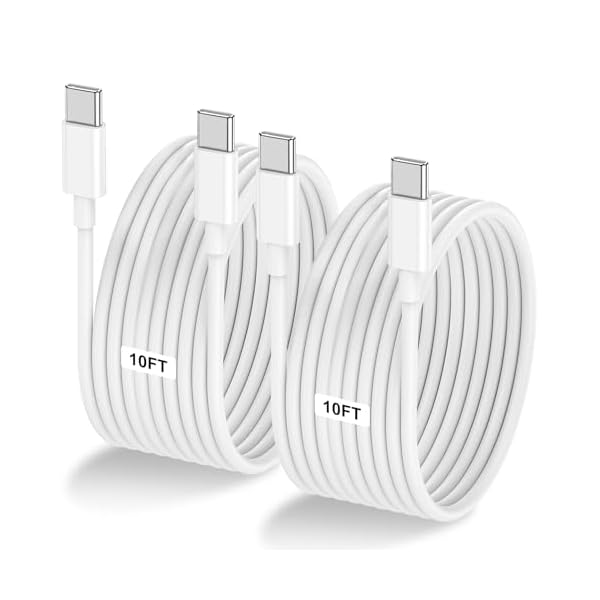 2-Pack 10FT 60W USB C to USB C Cable, Type C to Type C Cable,Fast Charging Cable for iPhone Air 17 16e 16 15 Pro Plus Pro Max，for Galaxy S25/S24, for iPad Pro/Air/mini, for MacBook Pro/Air and More