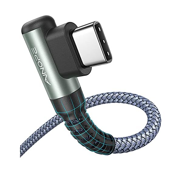 AINOPE USB C Cable 10FT 3.1A Type C Charger Fast Charging, Right Angle USB Type C Cable, Nylon Braided USB C Charging Cable Compatible with Galaxy S10 S9 S8 Plus, A51 A11 A10 A20, LG V50 V40 G8 G7