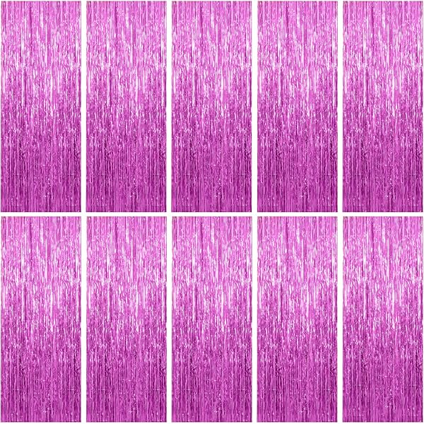 10 Pack Foil Curtain Backdrop Metallic Tinsel Foil Fringe Curtains Photo Booth Props for Birthday Wedding Engagement Baby Shower Bachelorette Christmas Holiday Celebration Party Decorations