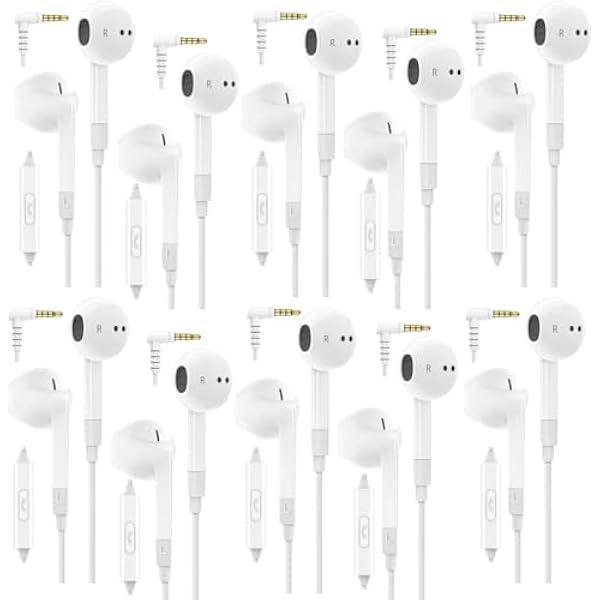 LUDOS FEROX 10 Pack Wired Earbuds in-Ear Headphones, 5 Year Warranty, Earphones with Microphone, Noise Isolation for 3.5mm Jack Ear Buds for iPhone, Samsung, Computer, Laptop, Kids, School Students