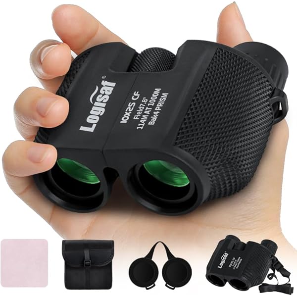 Binoculars for Adults and Kids, 10x25 Small Compact Binoculars with Low Light Vision, Easy Focus Hunting for Bird Watching, Waterproof, Hiking Essentials & Travel Companion
