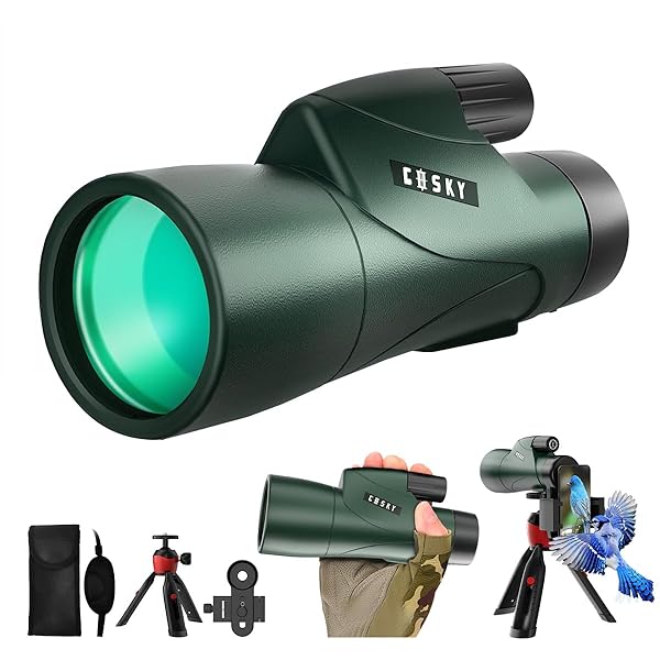 Gosky 12x55 HD Monocular Telescope with BAK4 Prism & FMC Lens, Lightweight with Smartphone Adapter - For Bird Watching, Hunting, Hiking, Traveling