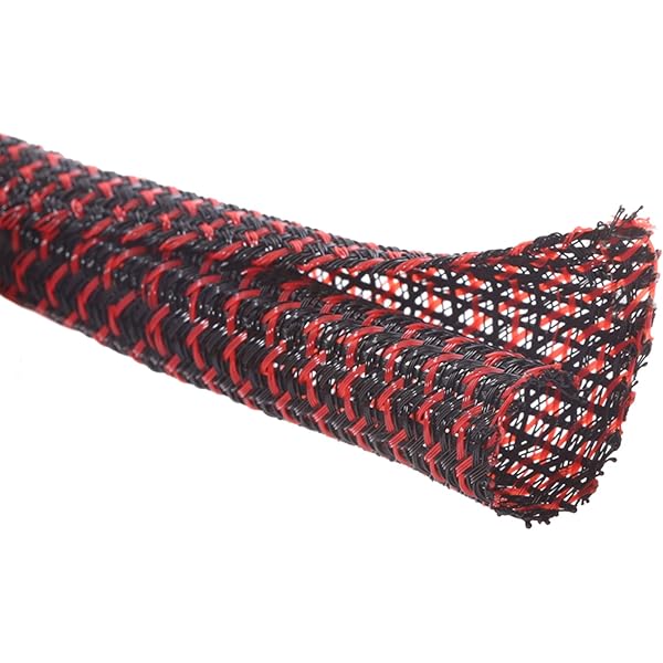 Alex Tech 10ft - 1/4 inch Cord Protector Wire Loom Tubing Cable Sleeve Split Sleeving For USB Cable Power Cord Audio Video Cable – Protect Cat From Chewing Cords - Blackred
