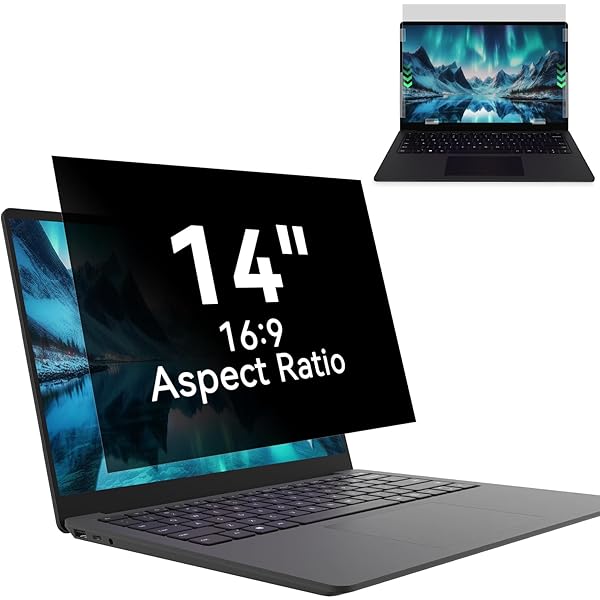 Laptop Privacy Screen 14 Inch, Laptop Screen Privacy Shield 16:9 Aspect Ratio Anti-Glare Blue Light Computer Monitor Protector,Removable 14in Filter for Lenovo HP Dell Acer Asus Thinkpad Envy Xps