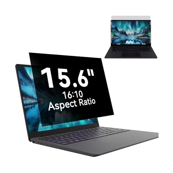 Laptop Privacy Screen 15.6 Inch-16:10 Aspect Ratio Anti-Glare Blue Light Computer Monitor Protector, Laptop Screen Privacy Shield Removable 15.6in Filter for Lenovo HP Dell Acer Asus Thinkpad Envy Xps