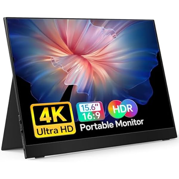 MNN 4K Portable Monitor 15.6" 3840x2160 UHD USB-C HDMI Laptop Monitor, 100% Adobe RGB IPS Computer Gaming Display HDR Travel Monitor w/Speakers & Smart Cover for Laptop Xbox PS5 Switch PC Phone