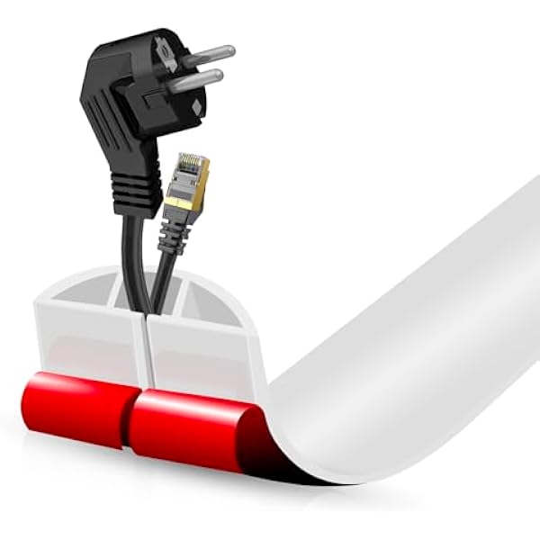 Floor Cord Cover Self Adhesive Cord Hider,3.3FT Cable Management, Extension Strip Protector for Wires, Prevent Cable Trips for Offices, Gyms, Exhibitions Cavity:0.51"(W) x 0.3"(H) White