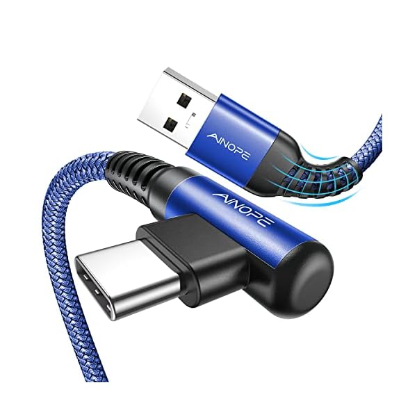 1.6FT USB to USB C Cable, 3.1A C Charger Cable Fast Charging Right Angle, Type C Cable Samsung Resistant Nylon Braided Compatible with Galaxy S22 S21 S10, Note 10 9 A51 LG G8 G7 Charging Cord