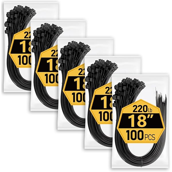 Large Zip Ties Heavy Duty 18 inch (500 Pack), 220 lb Tensile Strength for Outdoor Use, Black Cable Ties, Long Wire Ties by ANOSON