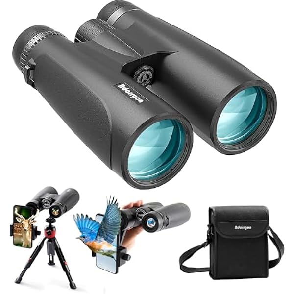 18x56 HD Binoculars for Adults High Powered with Phone Adapter and Tripod, Super Powerful BAK4 Prism FMC Waterproof Binocular with Clear Low Light Vision, Binoculars for Hunting Bird Watching Travel