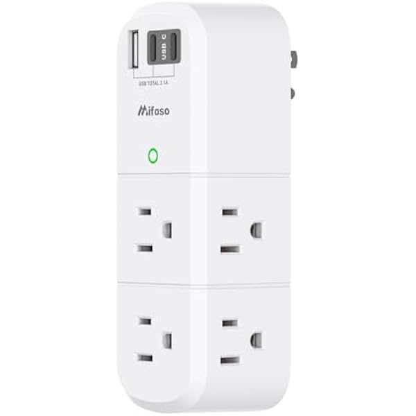 Cruise Ship Essentials - Outlet Extender with Rotating Plug, 6 AC Outlets with USB Charging Ports, Multi Plug Wall Outlet USB C Charger Hub, Non Surge Protector Non Extension Cord