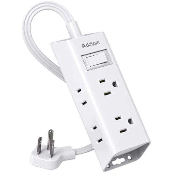 Cruise Ship Essentials, Flat Plug Power Strip, Addtam 1 ft Ultra Flat Extension Cord with 6 Outlets Extender, No Surge Protector for Cruise Ship, Travel, Dorm, Home Office, ETL Listed