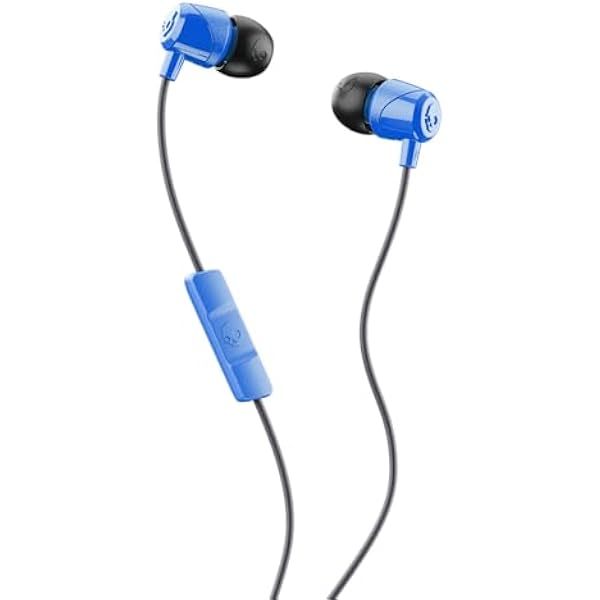 Skullcandy Jib Wired Earbuds with 3.5mm AUX Plug, Noise Isolating Fit, In-Line Microphone Call and Track Control, Convenient for Travel - Cobalt Blue