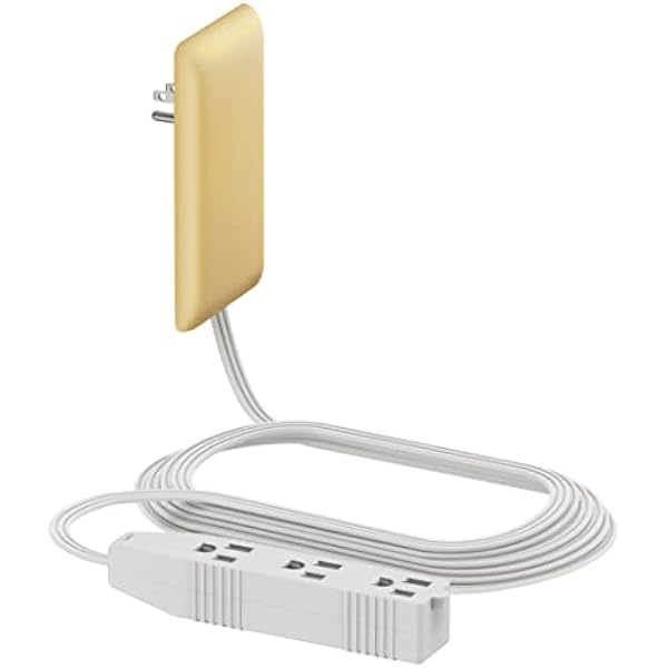 LIDER Flat-Face Outlet Extender with 3 Receptacles, Ultra-Thin Wall Plate Plug with Cord Extender and 3-Outlet Power Strip, 8ft Cord, LWE8-315-GD, ETL-Listed, Gold