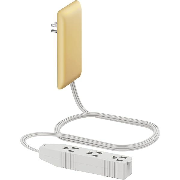 LIDER Flat-Face Outlet Extender with 3 Receptacles, Ultra-Thin Wall Plate Plug with Cord Extender and 3-Outlet Power Strip, 3ft Cord, LWE3-315-GD, ETL-Listed, Gold