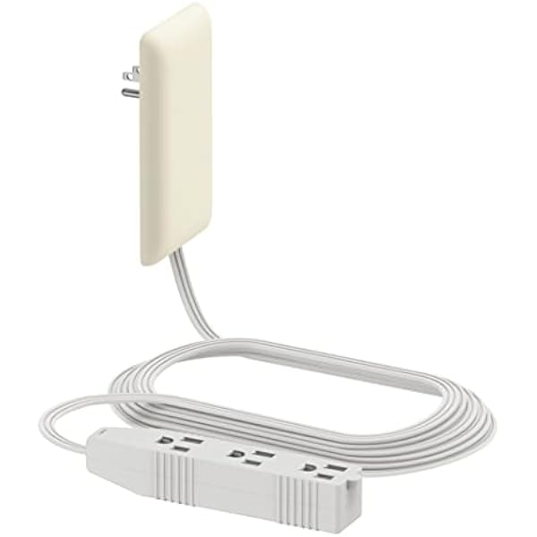 LIDER Flat-Face Outlet Extender with 3 Receptacles, Ultra-Thin Wall Plate Plug with Cord Extender and 3-Outlet Power Strip, 8ft Cord, LWE8-315-LA, ETL-Listed, Light Almond
