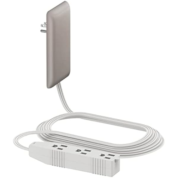 LIDER Flat-Face Outlet Extender with 3 Receptacles, Ultra-Thin Wall Plate Plug with Cord Extender and 3-Outlet Power Strip, 8ft Cord, LWE8-315-NK,ETL-Listed, Nickel
