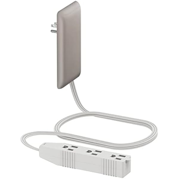 LIDER Flat-Face Outlet Extender with 3 Receptacles, Ultra-Thin Wall Plate Plug with Cord Extender and 3-Outlet Power Strip, 3ft Cord, LWE3-315-NK, ETL-Listed, Nickel