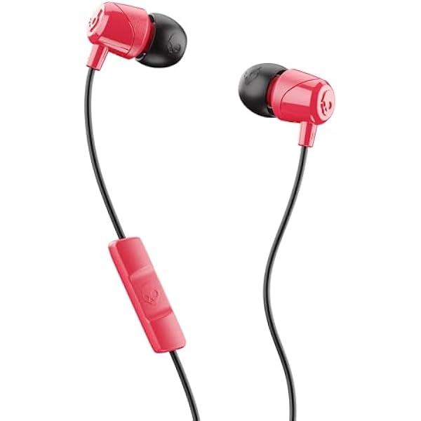 Skullcandy Jib Wired Earbuds with 3.5mm AUX Plug, Noise Isolating Fit, In-Line Microphone Call and Track Control, Convenient for Travel - Red
