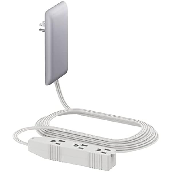 LIDER Flat-Face Outlet Extender with 3 Receptacles, Ultra-Thin Wall Plate Plug with Cord Extender and 3-Outlet Power Strip, 8ft Cord, LWE8-315-SV, ETL-Listed, Silver