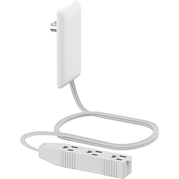 LIDER Flat-Face Outlet Extender with 3 Receptacles, Ultra-Thin Wall Plate Plug with Cord Extender and 3-Outlet Power Strip, 3ft Cord, LWE3-315-W, ETL-Listed, White