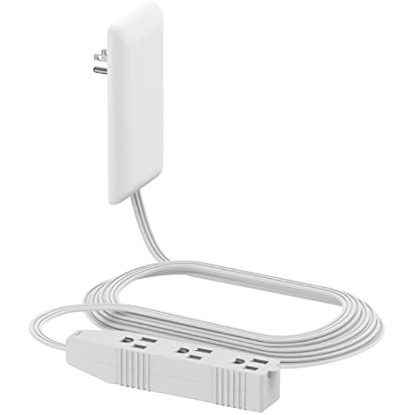 LIDER Flat-Face Outlet Extender with 3 Receptacles, Ultra-Thin Wall Plate Plug with Cord Extender and 3-Outlet Power Strip, 8ft Cord, LWE8-315-W, ETL-Listed, White