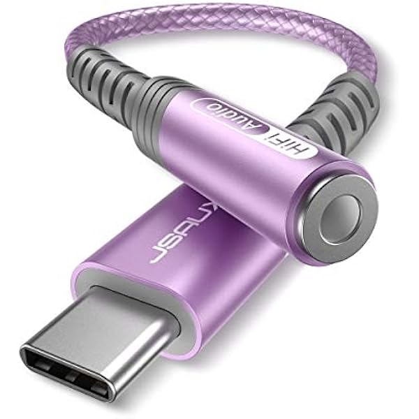 USB Type C to 3.5mm Female Headphone Jack Adapter, JSAUX USB C to Aux Audio Dongle Cable Cord Compatible with iPhone 17 Pro Max/16 Pro/15 Plus, Samsung Galaxy S23/S22/S21 Ultra, iPad Pro, Pixel Purple