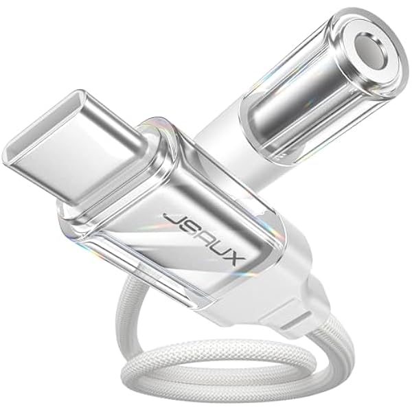 JSAUX USB Type C to 3.5mm Female Headphone Jack Adapter, USB C to Aux Audio Dongle Cable Cord Compatible with iPhone 17 Pro Max/16 Pro/15Plus/15, Samsung Galaxy S24/S23/S22/S21 Ultra, iPad Pro White