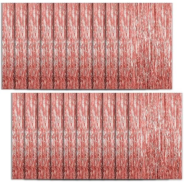 20 Pack Foil Curtain Backdrop Rose Gold Metallic Tinsel Foil Fringe Curtains Photo Booth Props for Birthday Wedding Engagement Baby Shower Bachelorette Christmas Holiday Celebration Party Decorations