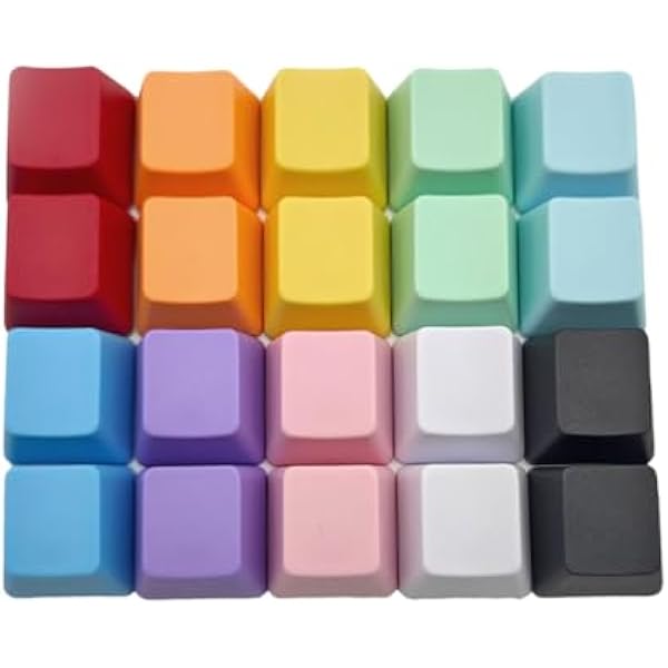 OEM Profile Blank Keycaps PBT Rainbow Mixed Colors 1U R4 Keycap for MX switches Mechanical Keyboard (Mixed Colors, 20pcs)
