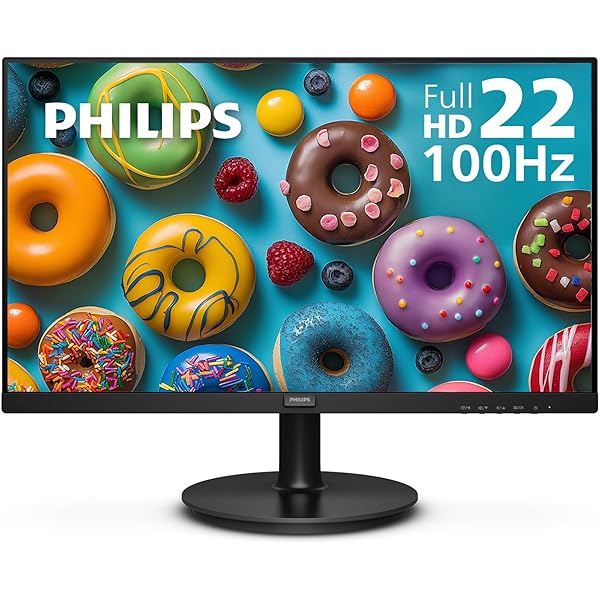 Philips 221V8LB 22 inch Class Thin Full HD (1920 x 1080) Monitor, 100Hz Refresh Rate, VESA, HDMI x1, VGA x1, LowBlue Mode, Adaptive Sync, 4 Year Advance Replacement Warranty