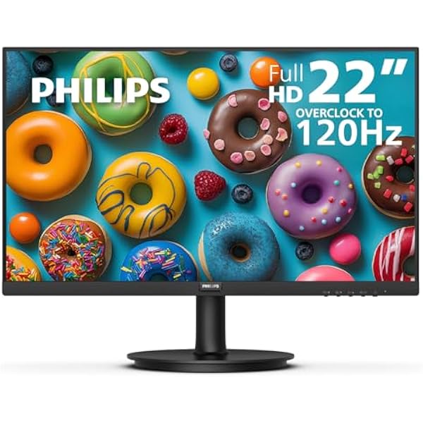 Philips 221V8LB3 22'' Class Thin Full HD Monitor (1920 x 1080), 120Hz with 1ms MPRT for Casual Gaming, Adaptive Sync, LowBlue Mode, VESA Mount, HDMI & VGA, 4-Year Advance Replacement Warranty