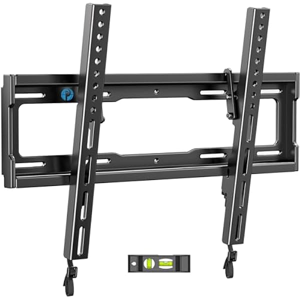 Pipishell Tilt TV Wall Mount Bracket Low Profile for Most 23-55 Inch LED LCD OLED 4K Flat Curved TVs up to 99lbs Max VESA 400x400mm, 8° Tilting for Anti-Glaring, Fits 8-16 inch Wood Stud