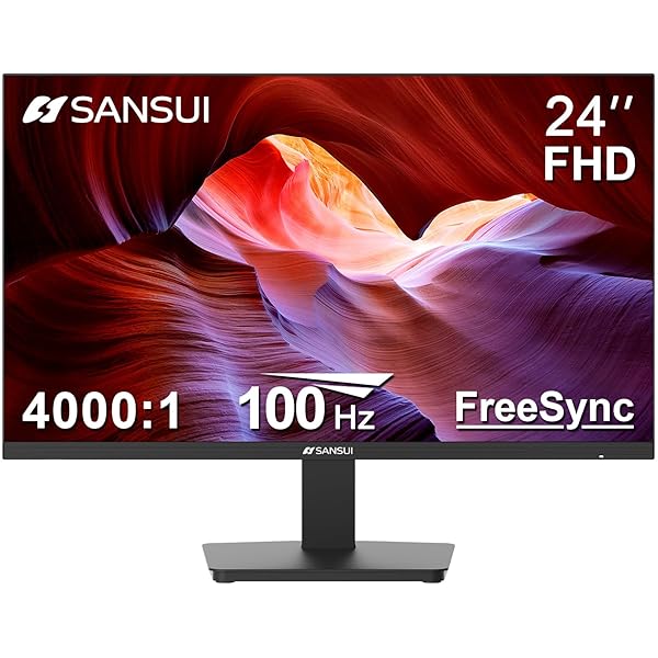 SANSUI Monitor 24 Inch 100Hz PC Monitor, HDMI VGA Ports VESA Mount, FHD Computer Monitor Ultra-Slim Ergonomic Tilt Eye Care for Home Office (ES-24F2, HDMI Cable Included)
