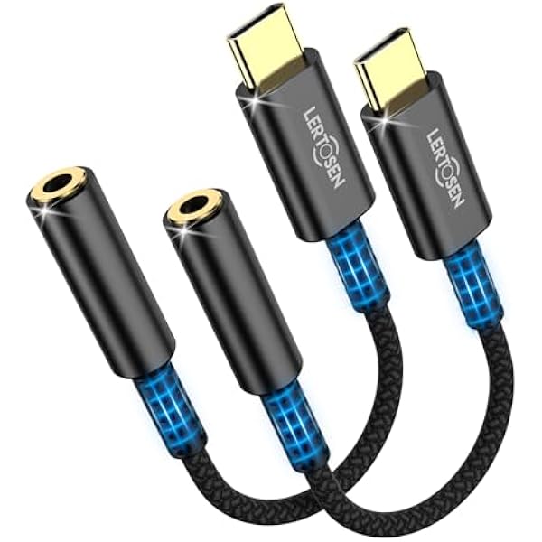 2 Pack USB C to 3.5mm Headphone Jack Adapter – HiFi Audio Dongle, Type C to Aux Female Cable Cord Compatible with iPhone 16/15 Pro Max, Samsung S25/S24/S23, iPad Pro, Pixel, MacBook