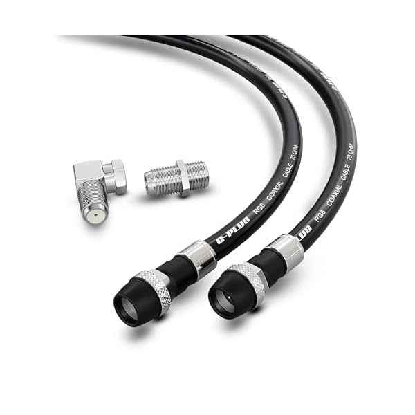 G-PLUG RG6 Coaxial Cable 30FT – Quad Shielded, Waterproof, 75 Ohm with F-Type Connectors, High-Performance for HDTV, Satellite, Internet, Indoor/Outdoor Use