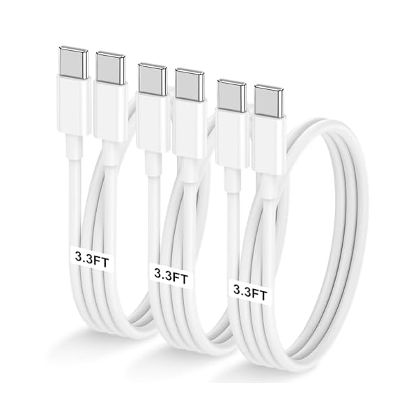 3-Pack 3.3FT 60W USB C to USB C Cable, Type C to Type C Cable,Fast Charging Cable for iPhone Air 17 16e 16 15 Pro Plus Pro Max，for Galaxy S25/S24, for iPad Pro/Air/mini, for MacBook Pro/Air and More