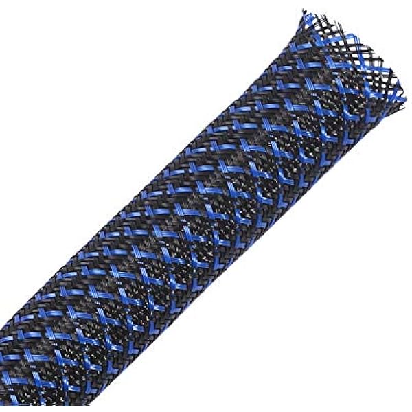 25ft - 3/4 inch PET Expandable Braided Sleeving – BlackBlue – Alex Tech Braided Cable Sleeve